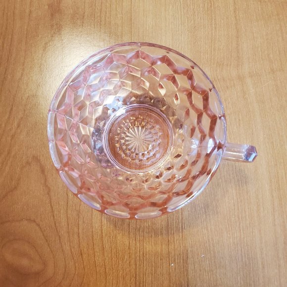 Vintage Cube "Cubist" Cup Pink Depression Glass - Picture 4 of 7